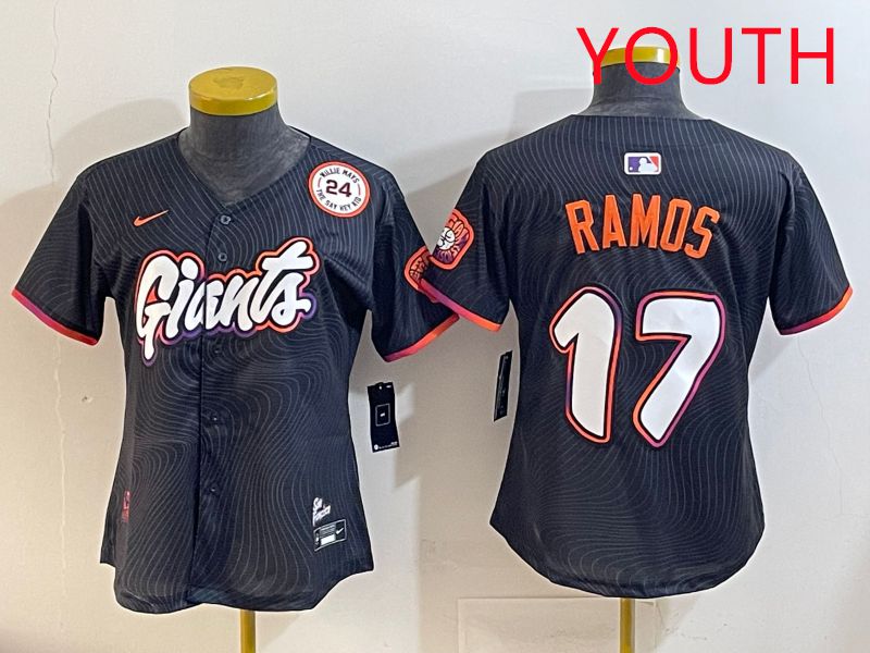 Youth San Francisco Giants #17 Ramos Black Joint Name 2025 Nike MLB Jersey style 10->youth mlb jersey->Youth Jersey